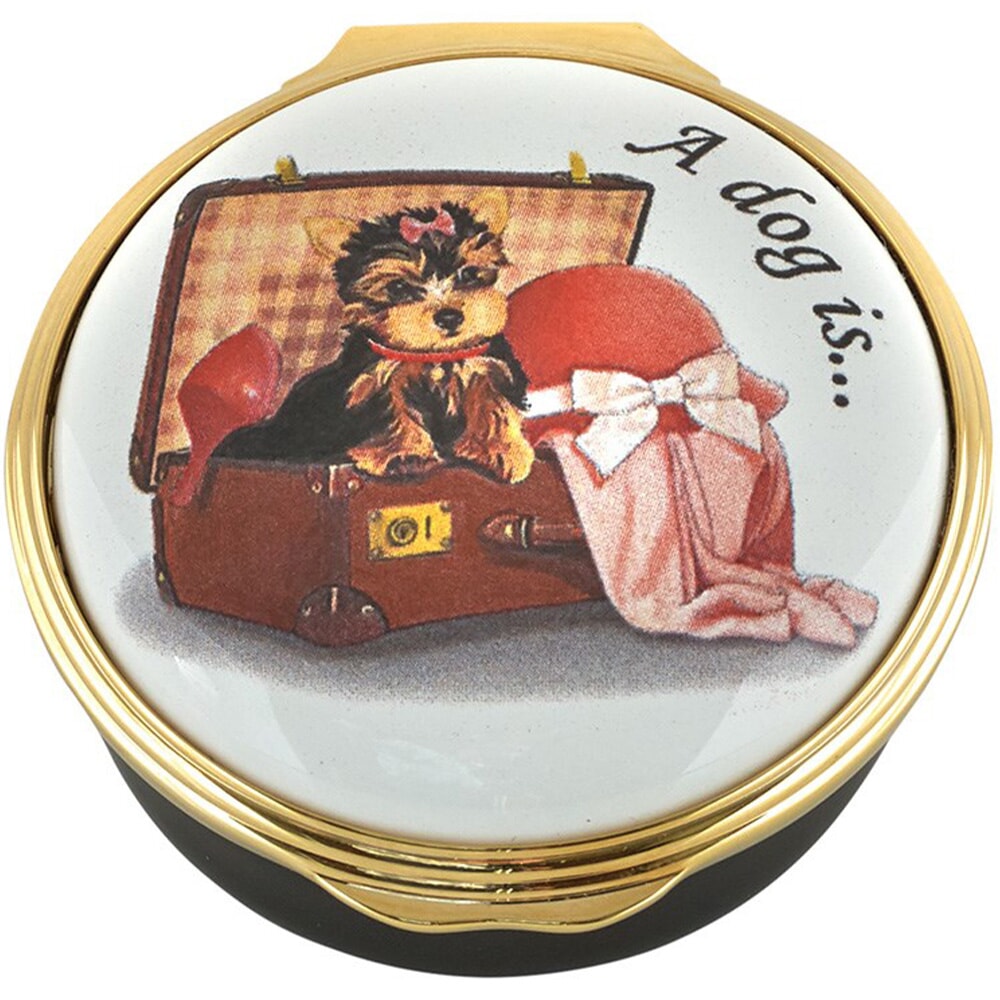 Halcyon Days A Dog is a Bundle of Pure Love Enamel Box